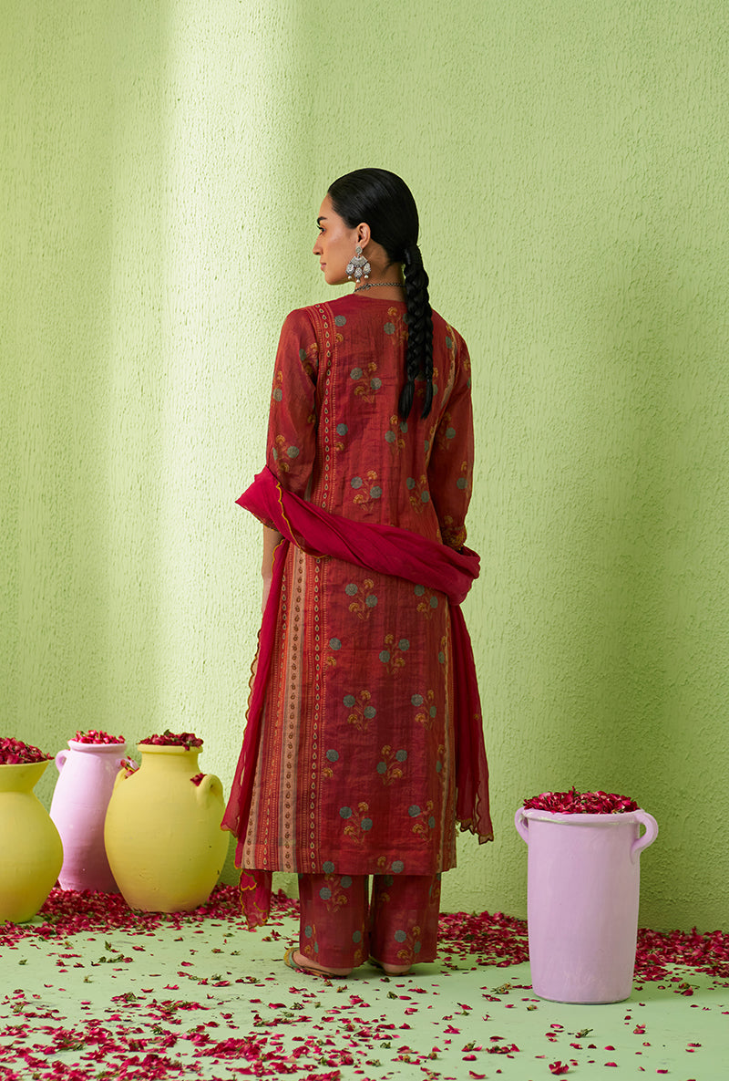 Rani Pink Glass Neckline Taara Kurta Set