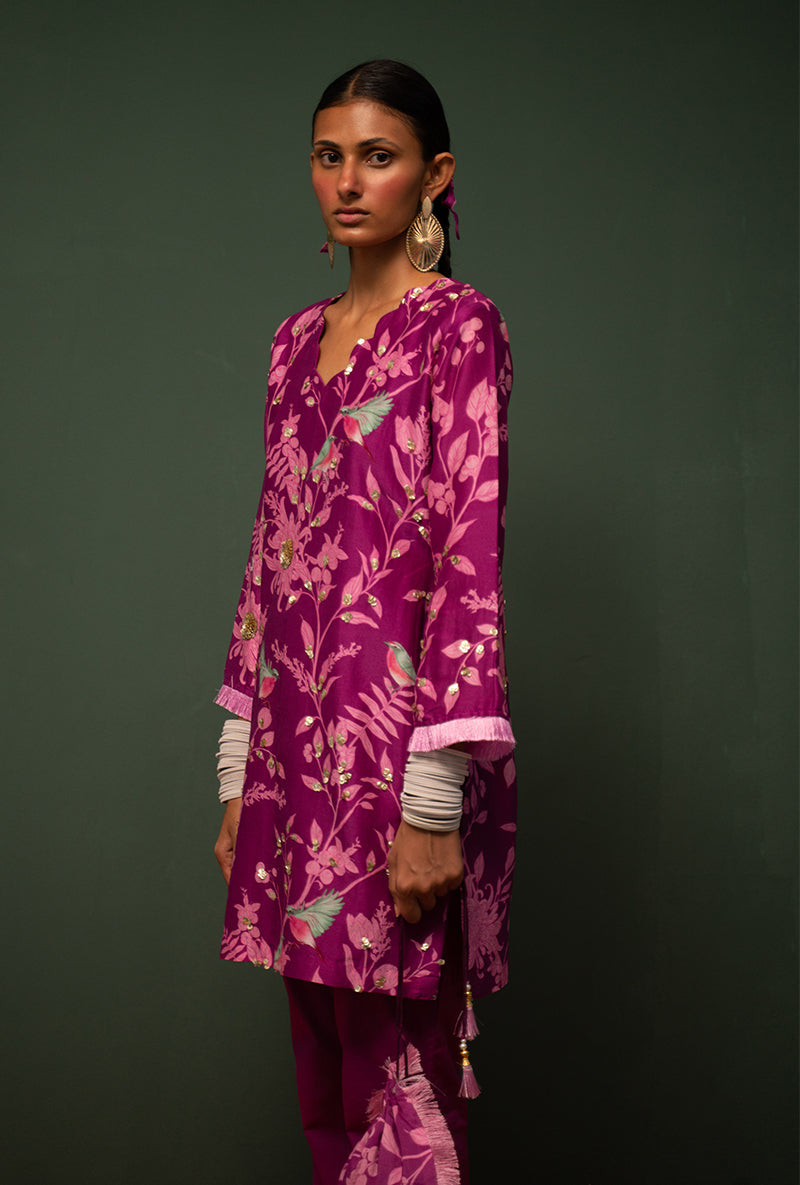 Wine Short Sasha Kurta Set