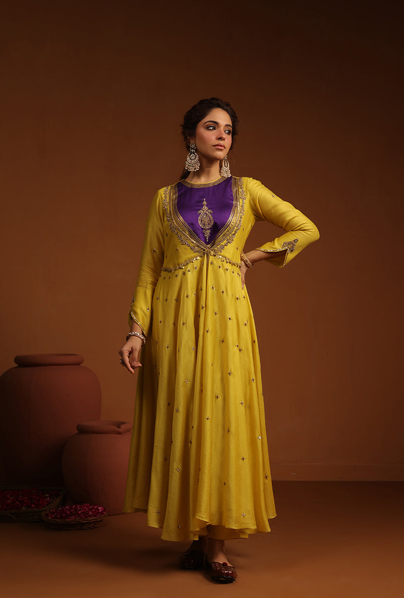 Yellow Kalidaar Ishq Kurta Set