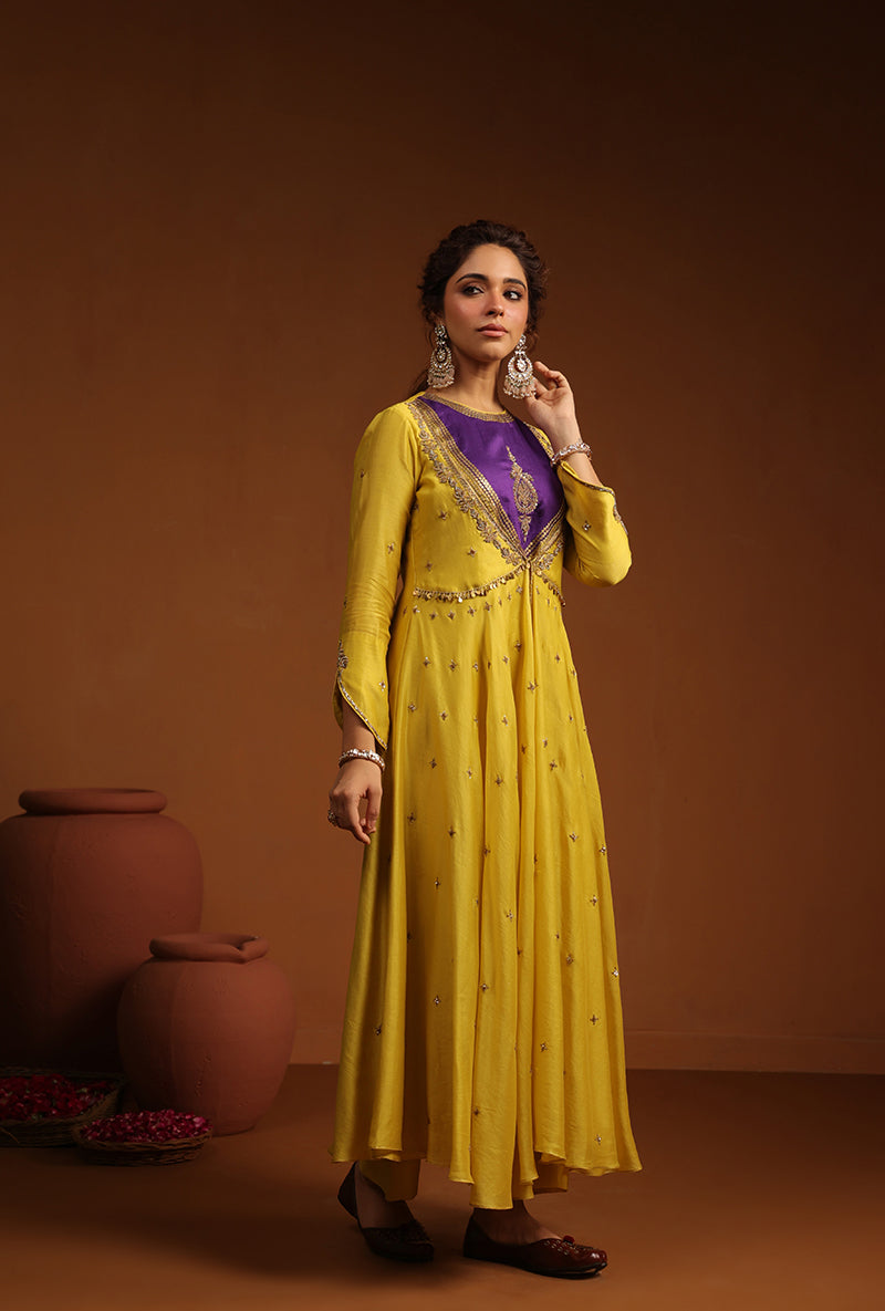Yellow Kalidaar Ishq Kurta Set