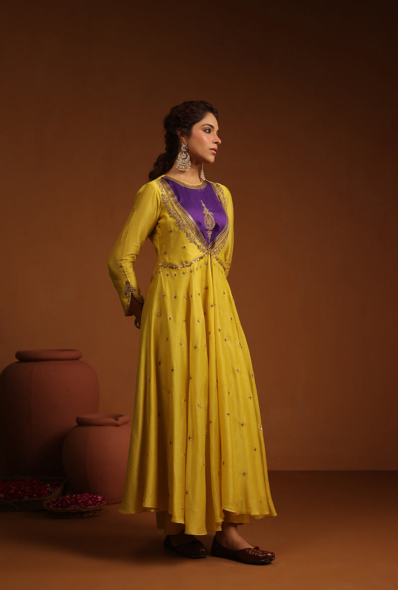 Yellow Kalidaar Ishq Kurta Set