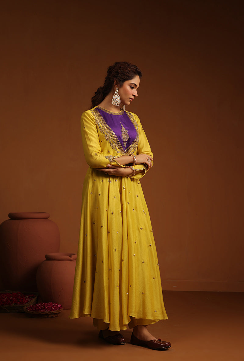 Yellow Kalidaar Ishq Kurta Set