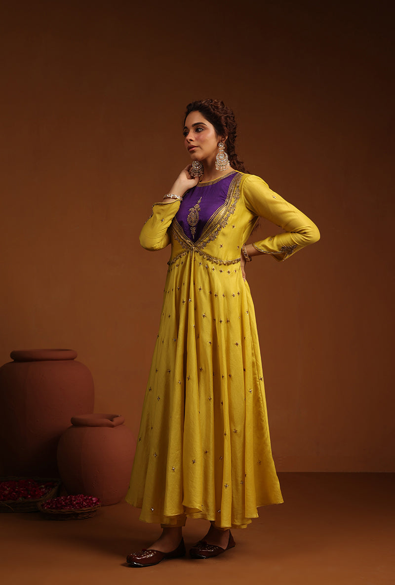 Yellow Kalidaar Ishq Kurta Set
