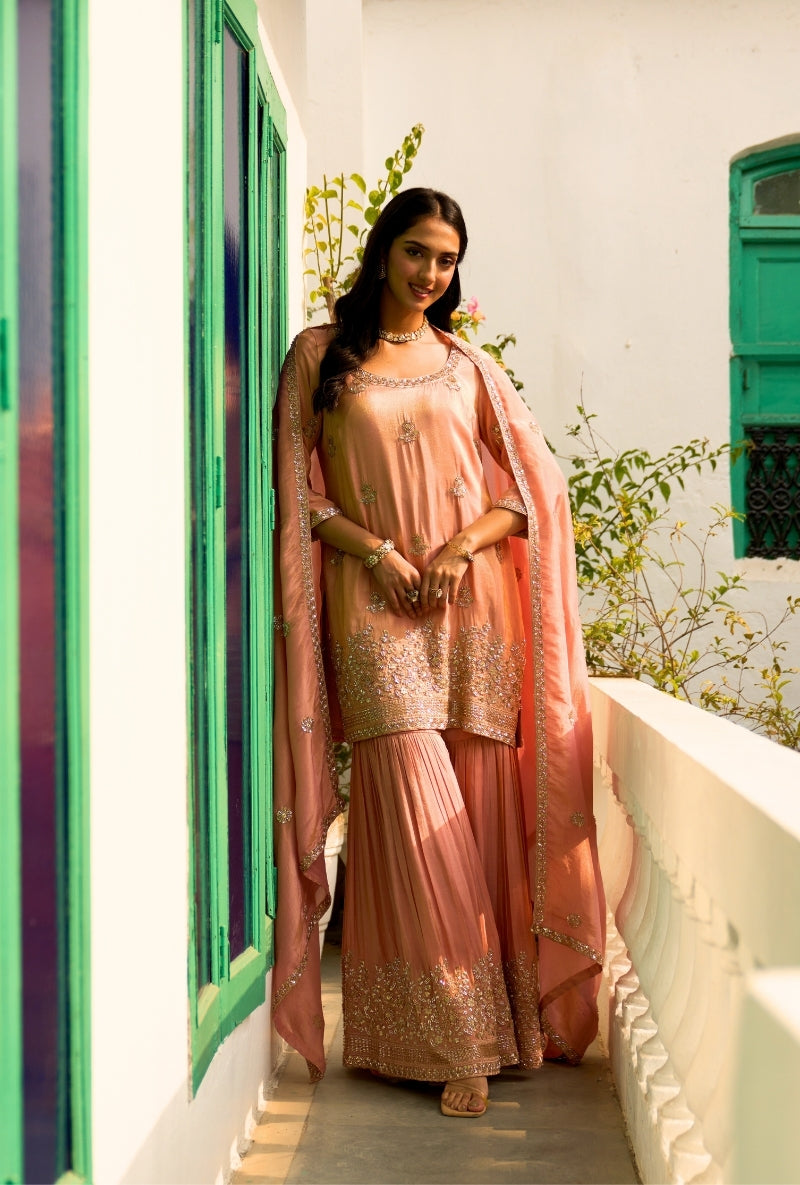 Light Pink Nadira Sharara Set