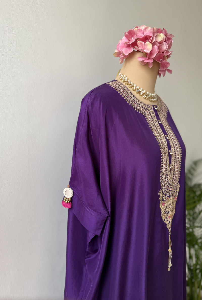Purple Dori Yoke Kaftan Kurta Set