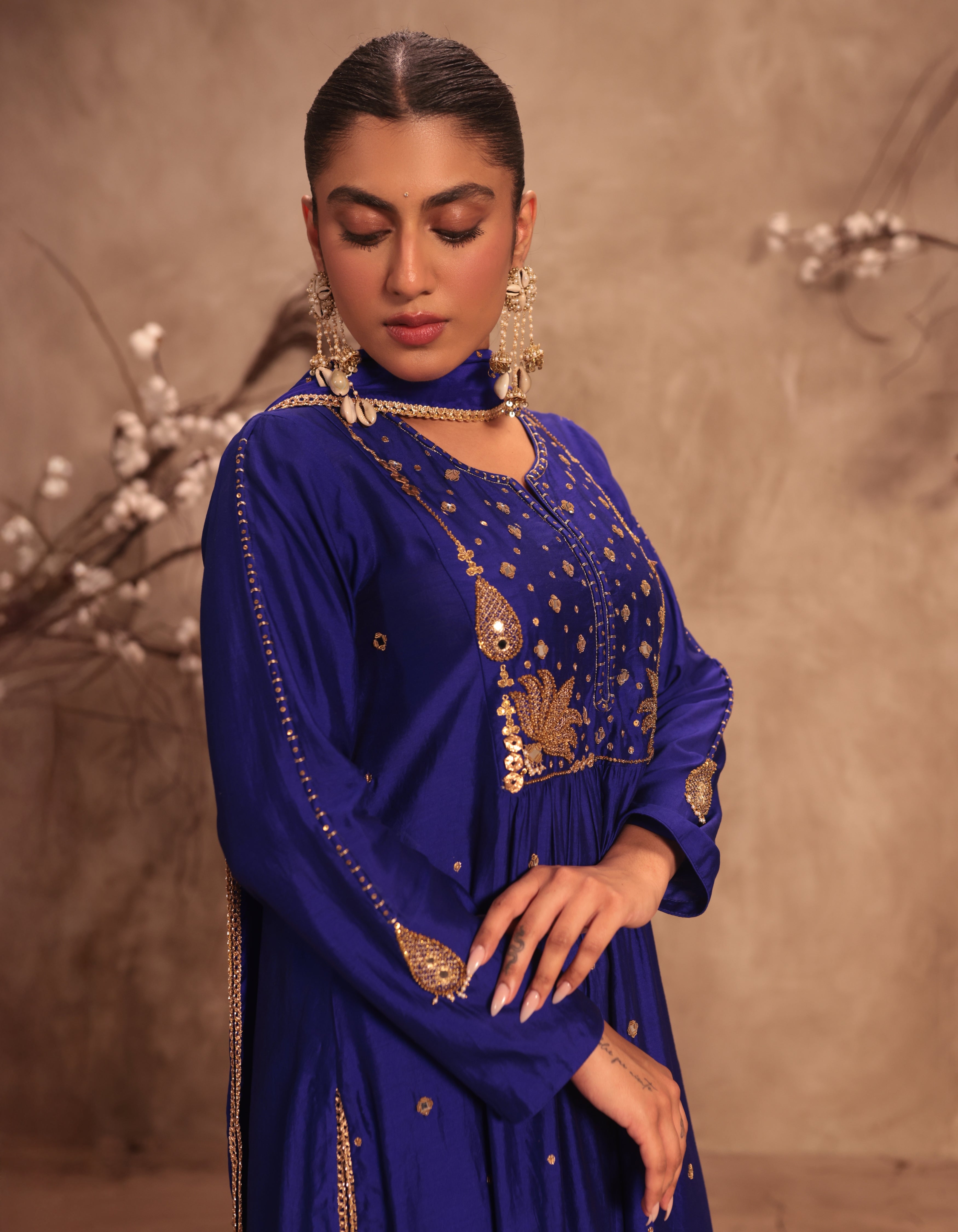 Indigo Frockstyle Rani Kurta Set