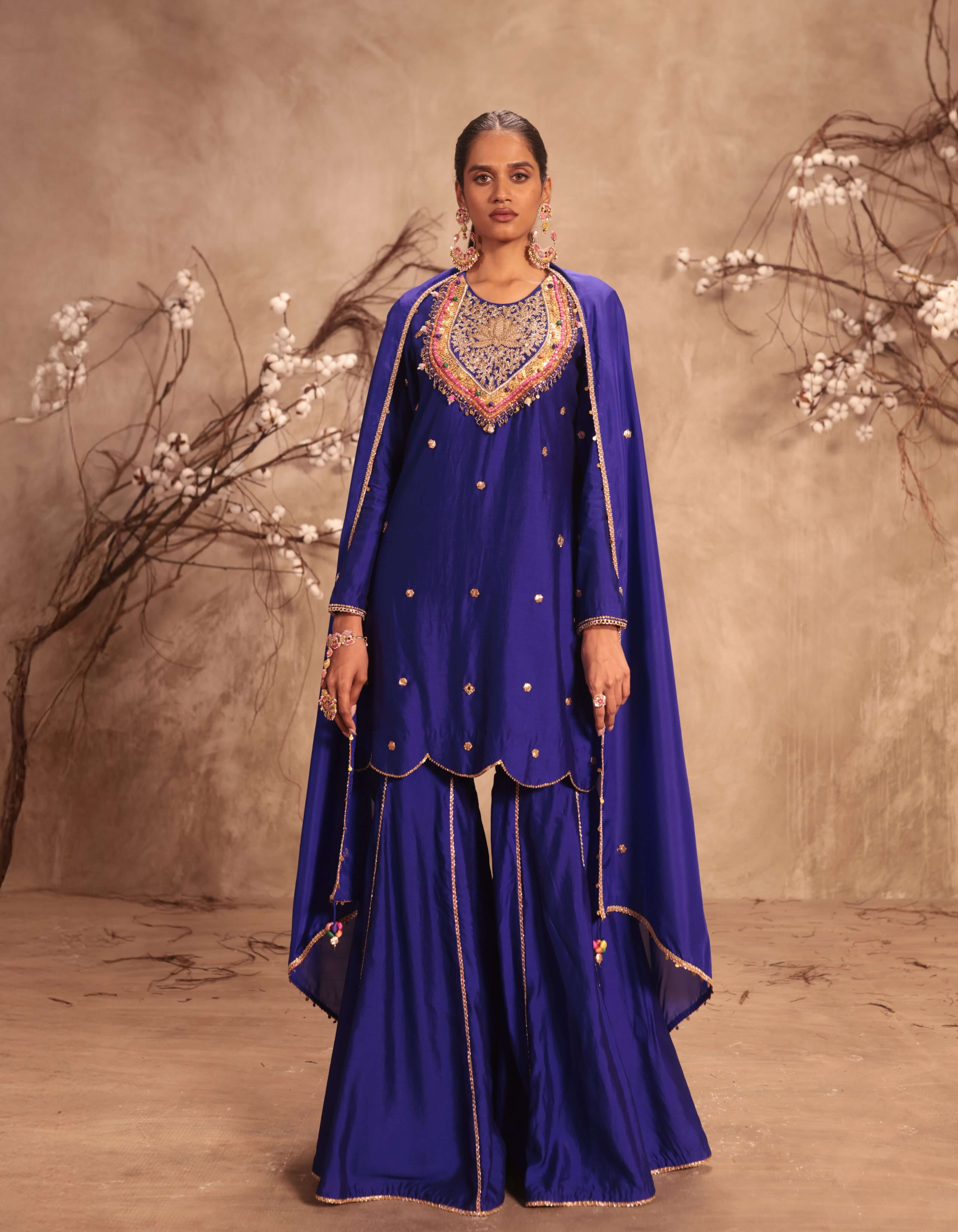 Indigo Lotus Yoke Rani Sharara Set