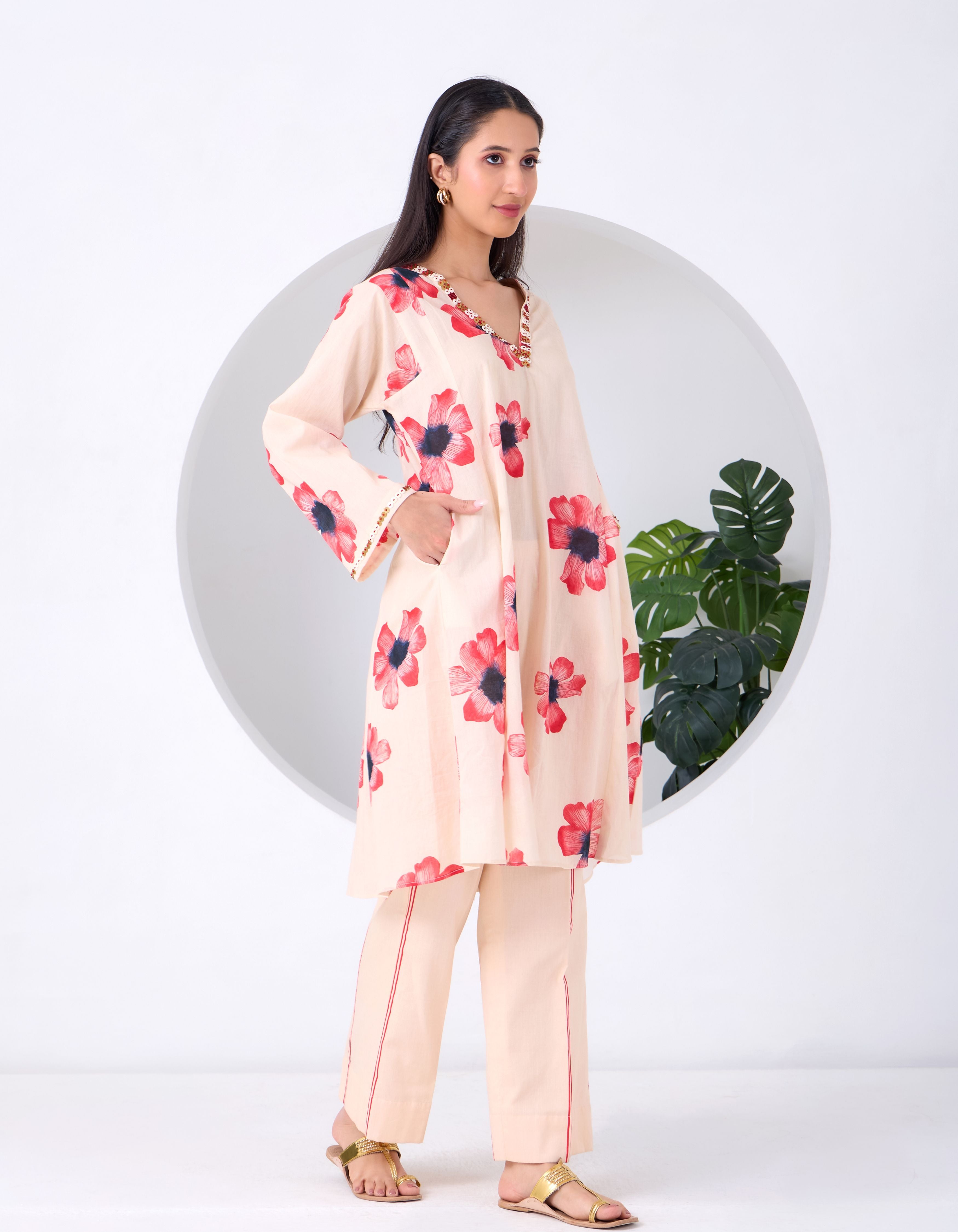 Peach Cornflower June Co-ord Set