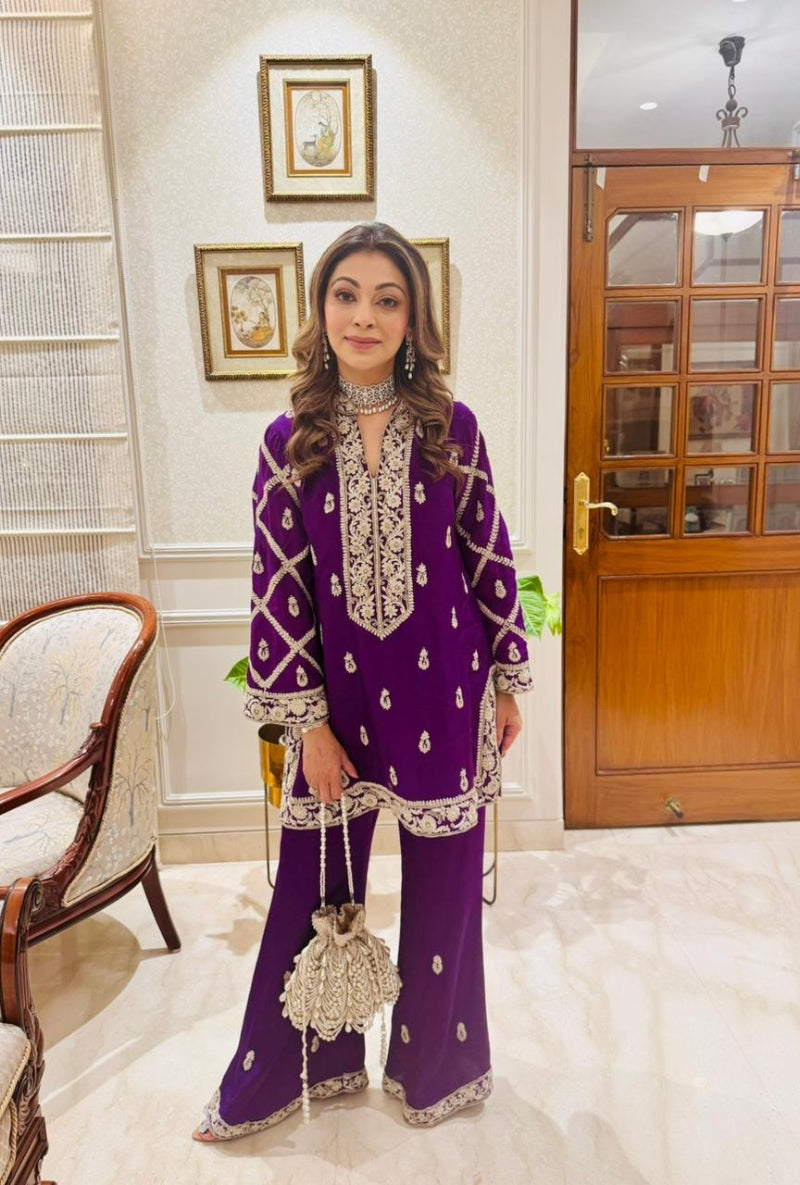 Meghna Nayyar in Purple Dori Work Co-Ord Set