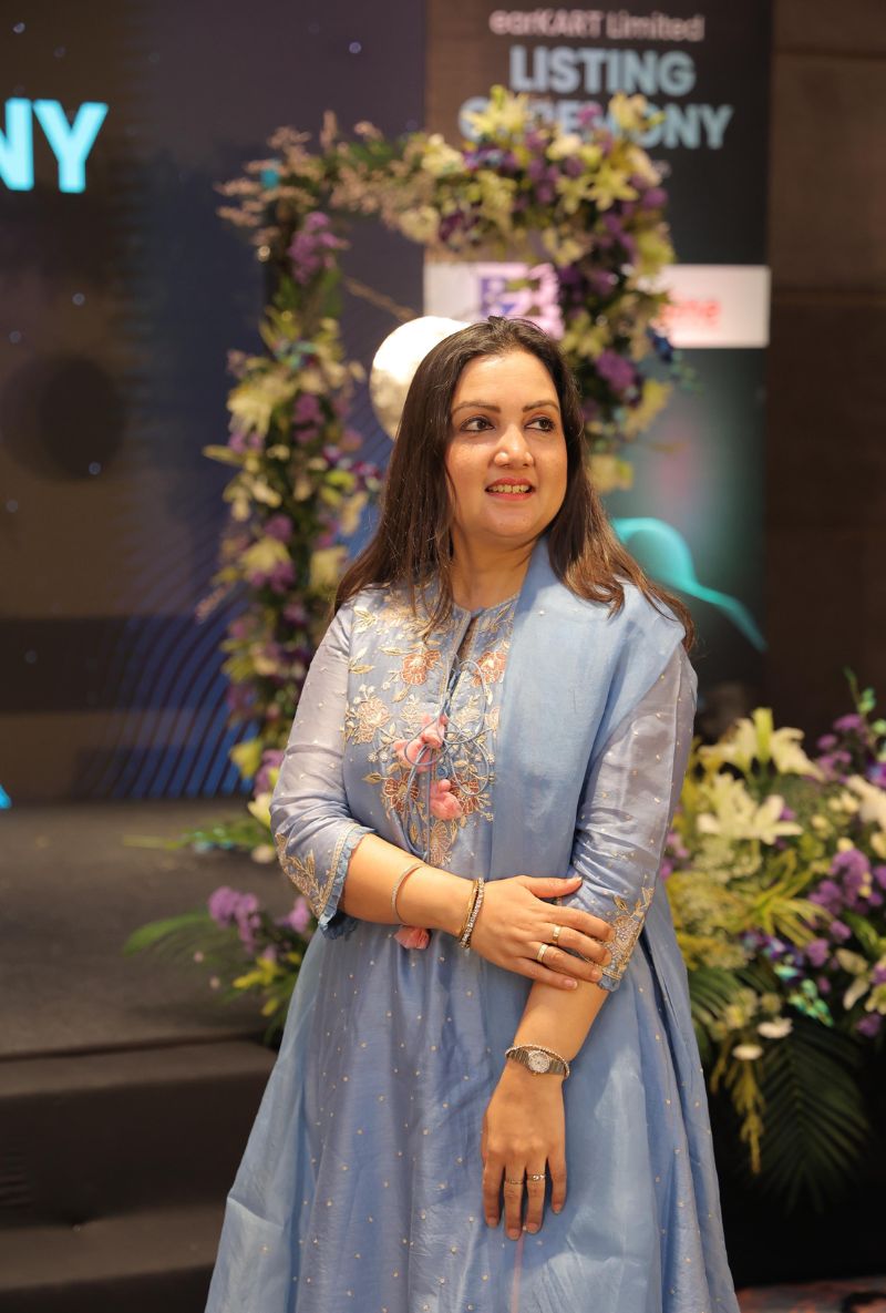Madhuri Grover in French Blue Applique Layered Nazam Kurta Set