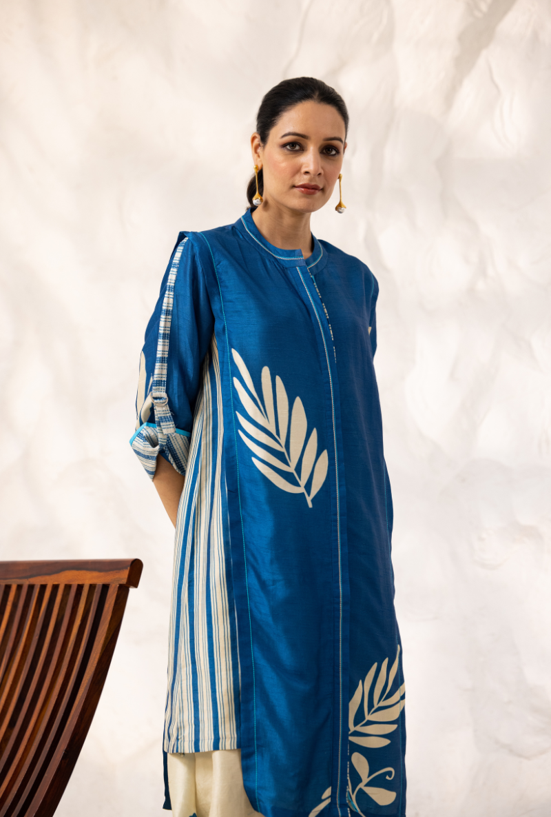 Blue and Beige Dhoti Ivy Kurta Set