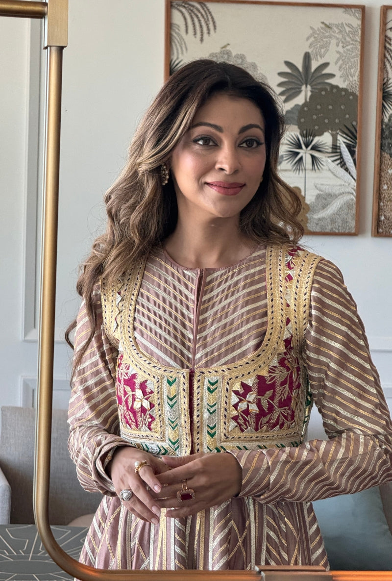 Meghna Nayyar in Socialite Rose Gota Anarkali Jacket Set