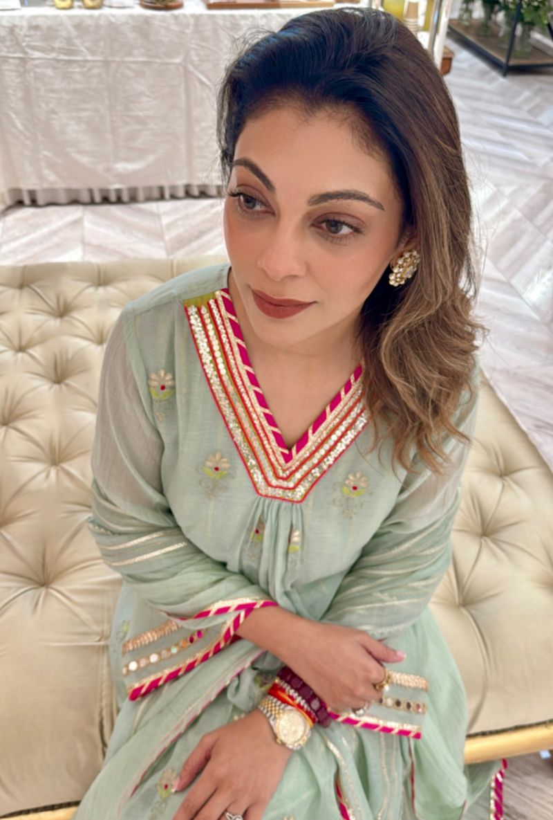 Meghna Nayyar in Aqua Gota & Resham Buti Morbagh Kurta Set