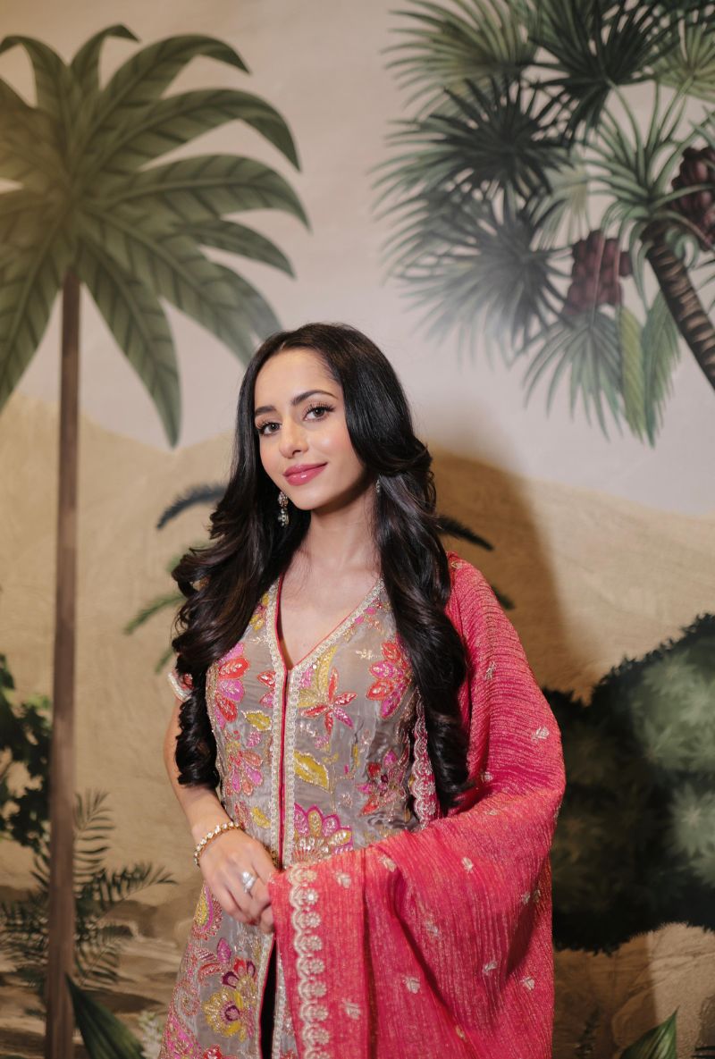 Soumya Puri in Grey All Over Printed Rumi Gharara Set