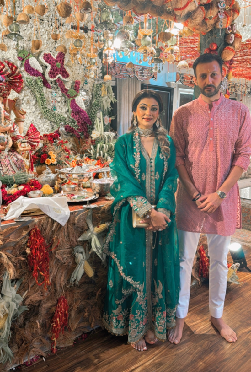 Meghna Nayyar in Green Long Jacket Kurta Set