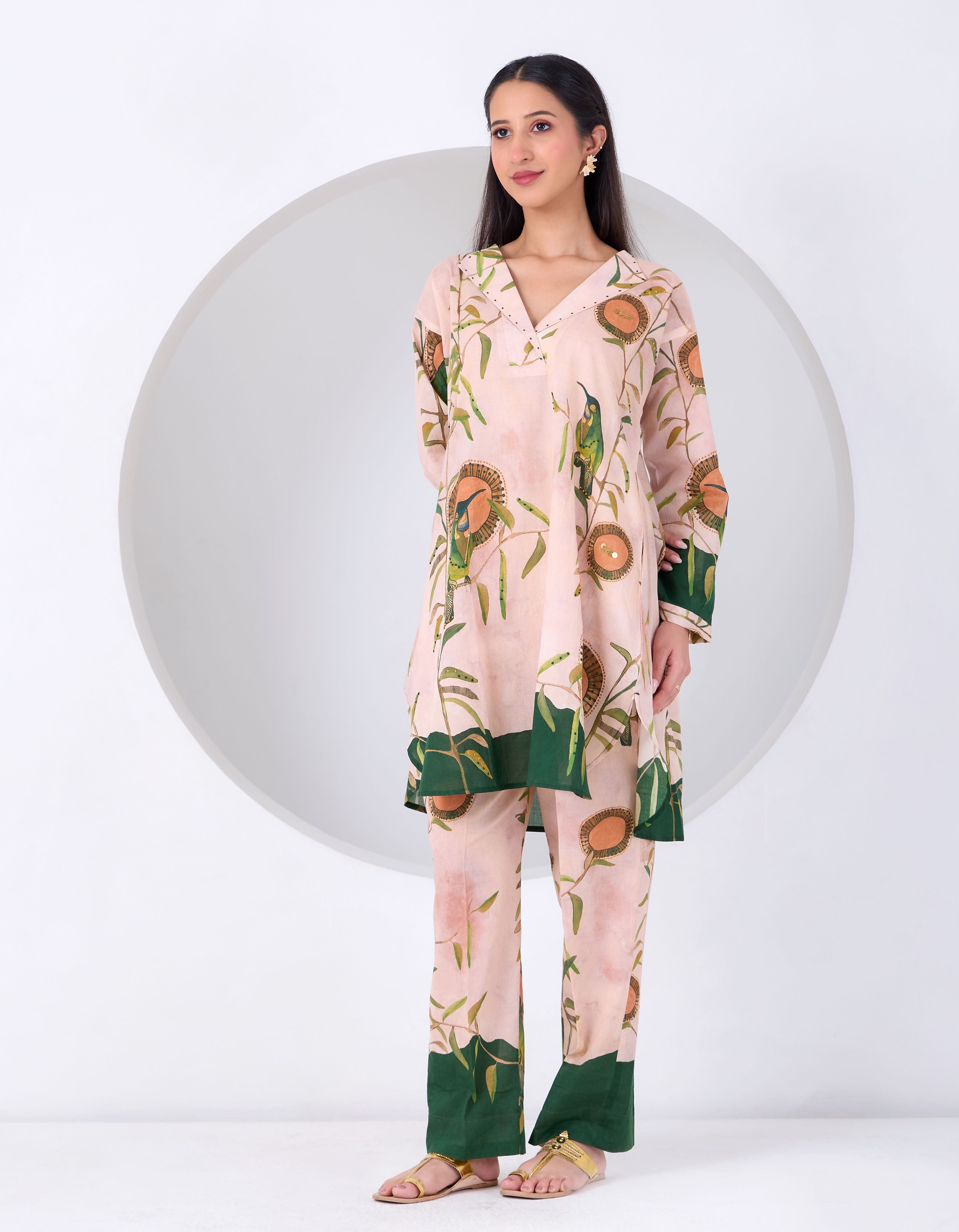 Peach Montane Bird June Kurta Set