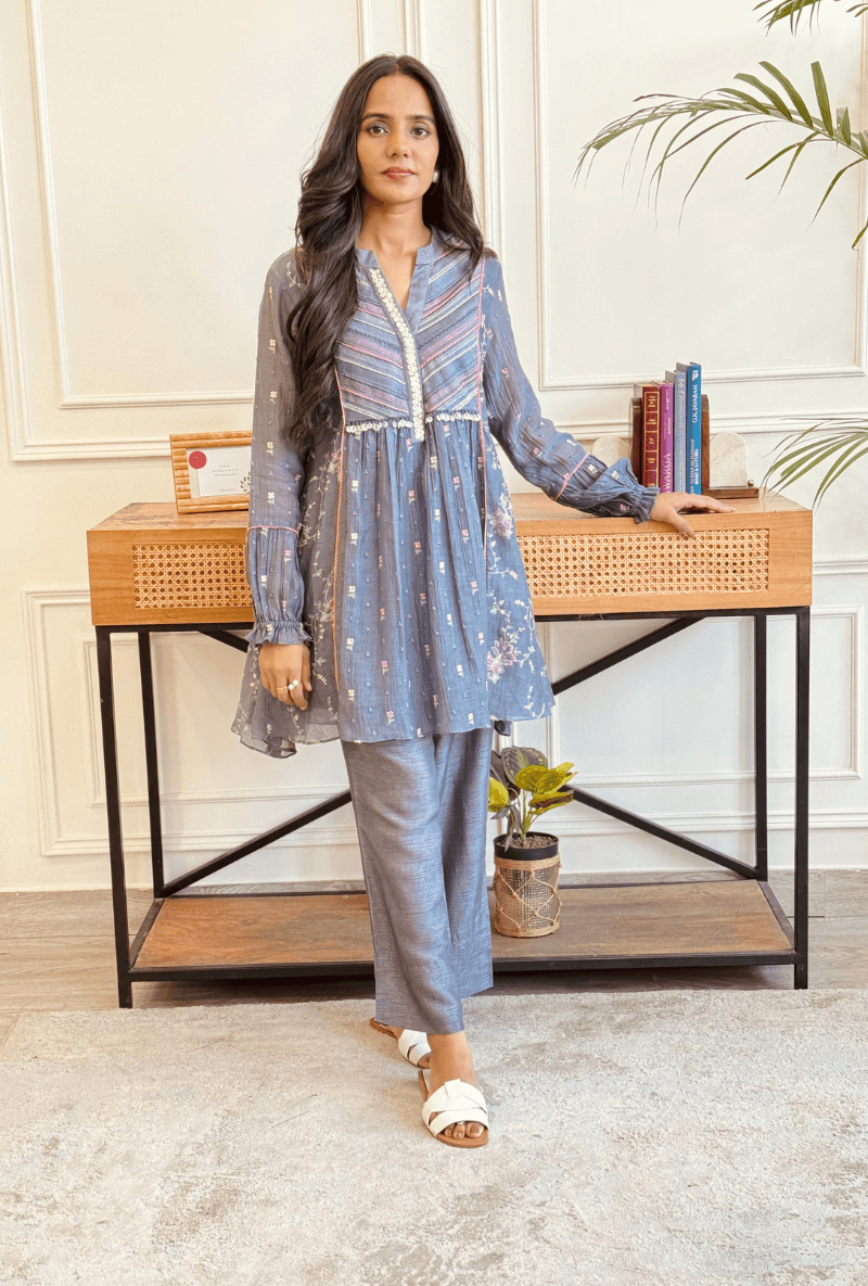 Jyoti Verma in English Blue Short Noor Co-ord Set