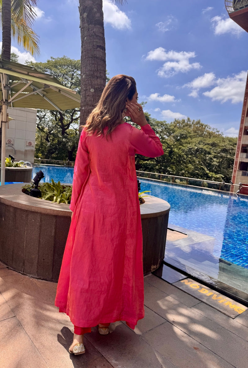 Meghna Nayyar in Pink Jewel Neck Anarkali Set