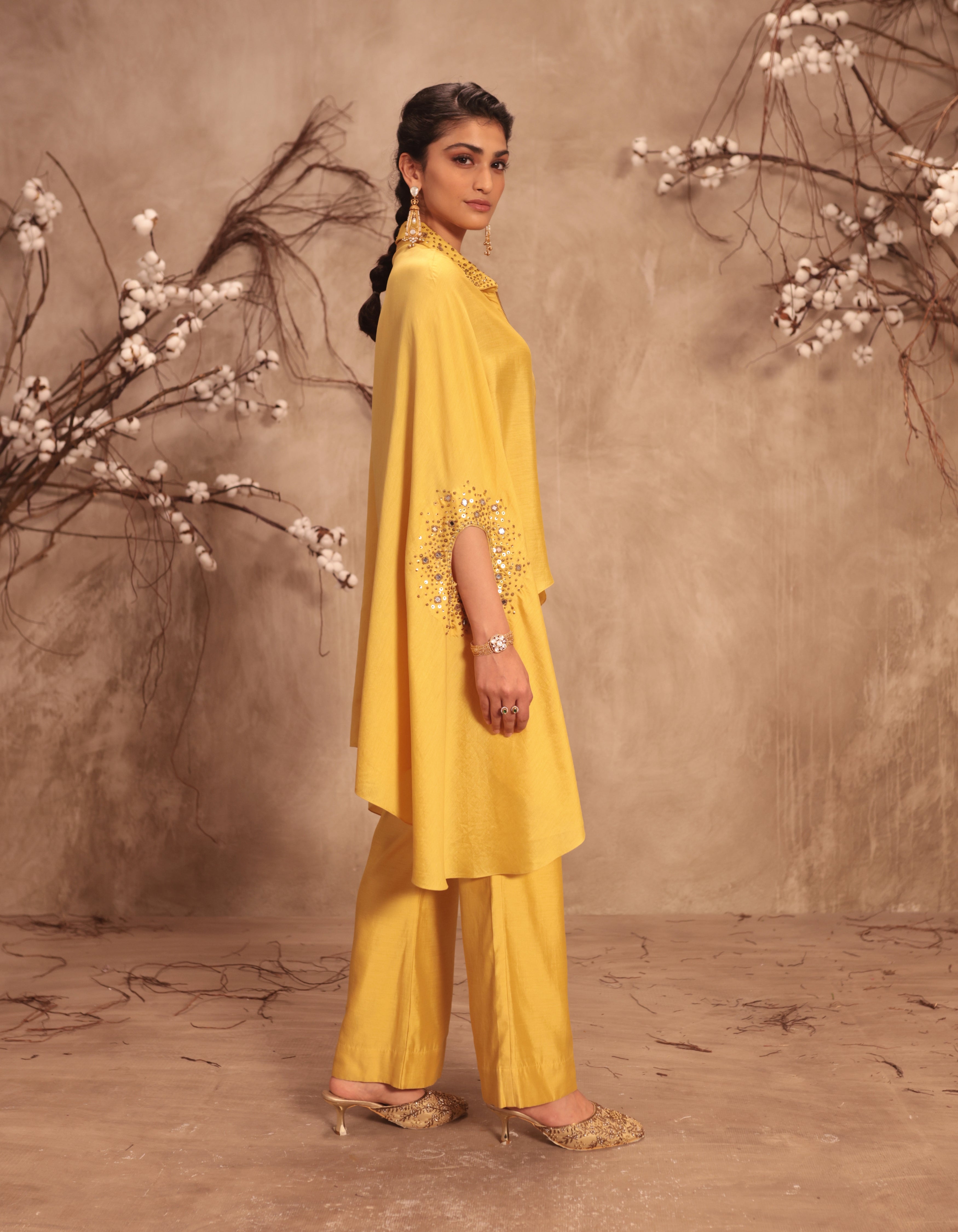 Dark Yellow Cape Rani Co-ord Set