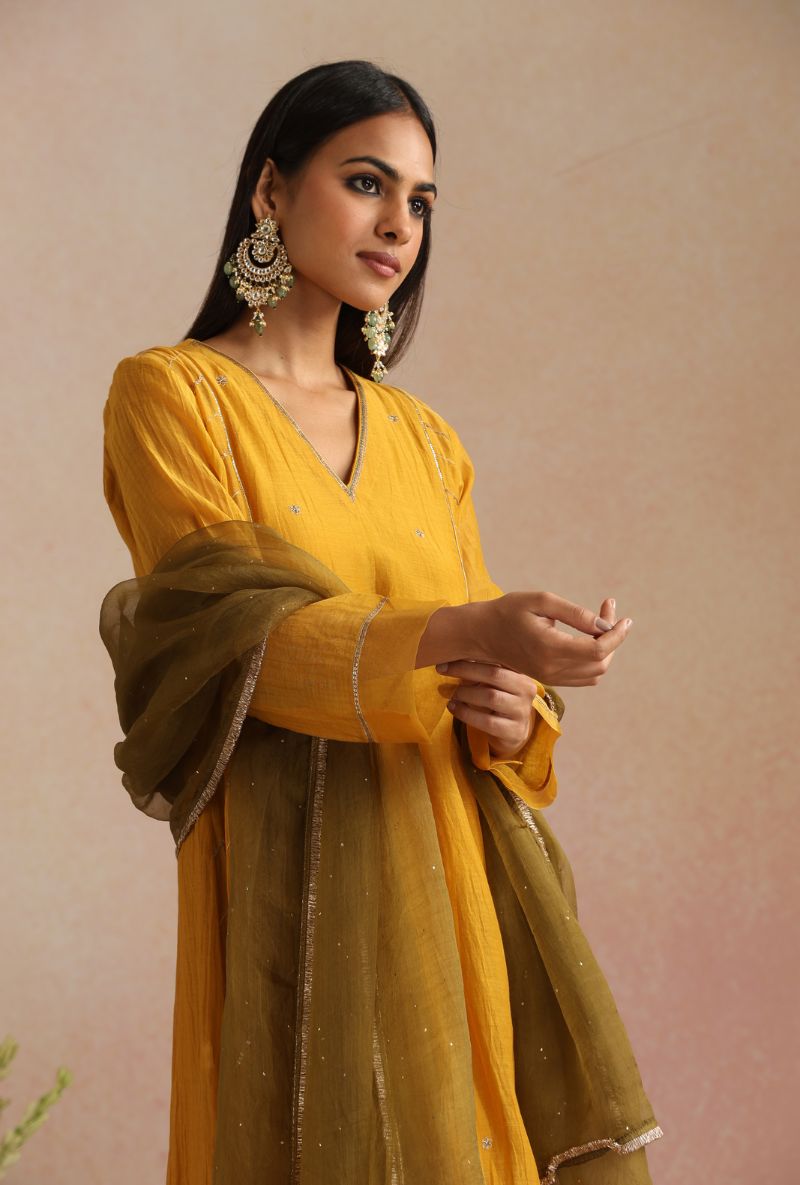 Mustard Dabka Itrh Kurta Set