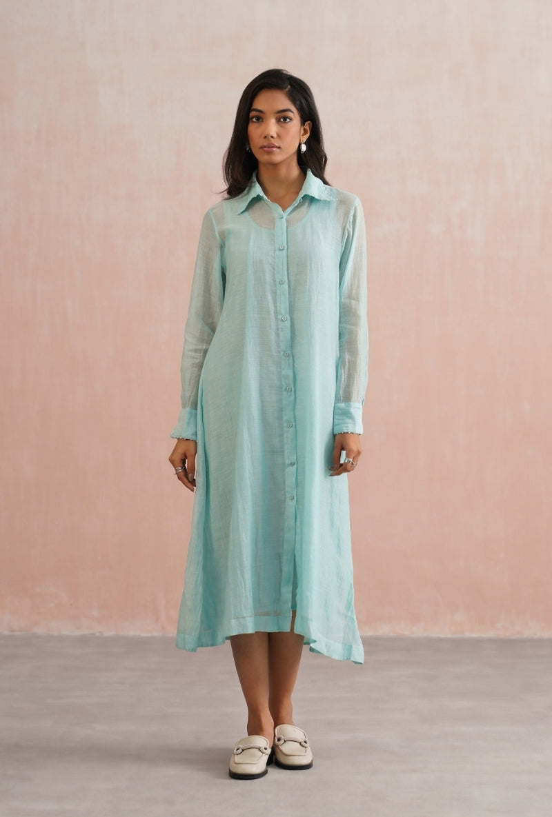 Pale Blue Button Down Prisha Dress