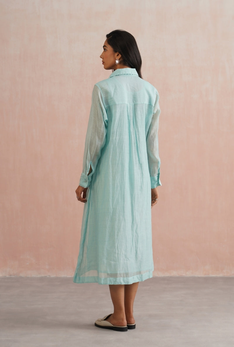 Pale Blue Button Down Prisha Dress