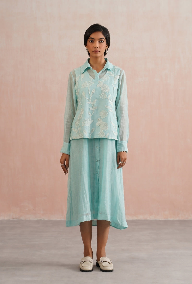 Pale Blue Button Down Prisha Dress