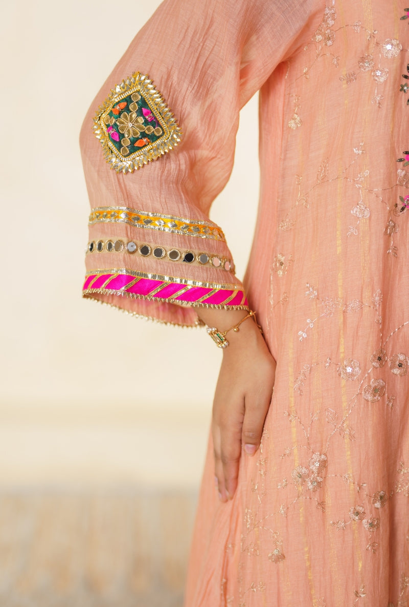 Light Pink Contrast Patch Yoke Nargis Kurta Set