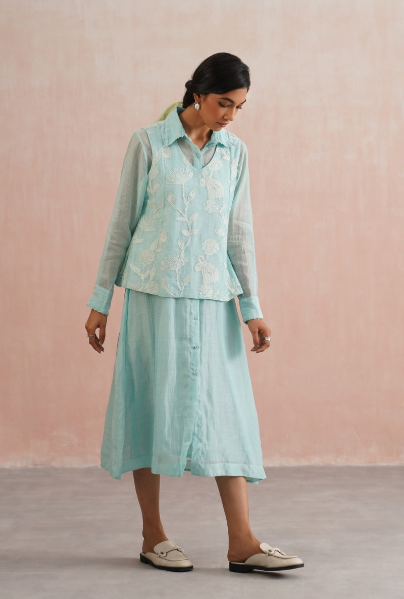 Pale Blue Button Down Prisha Dress