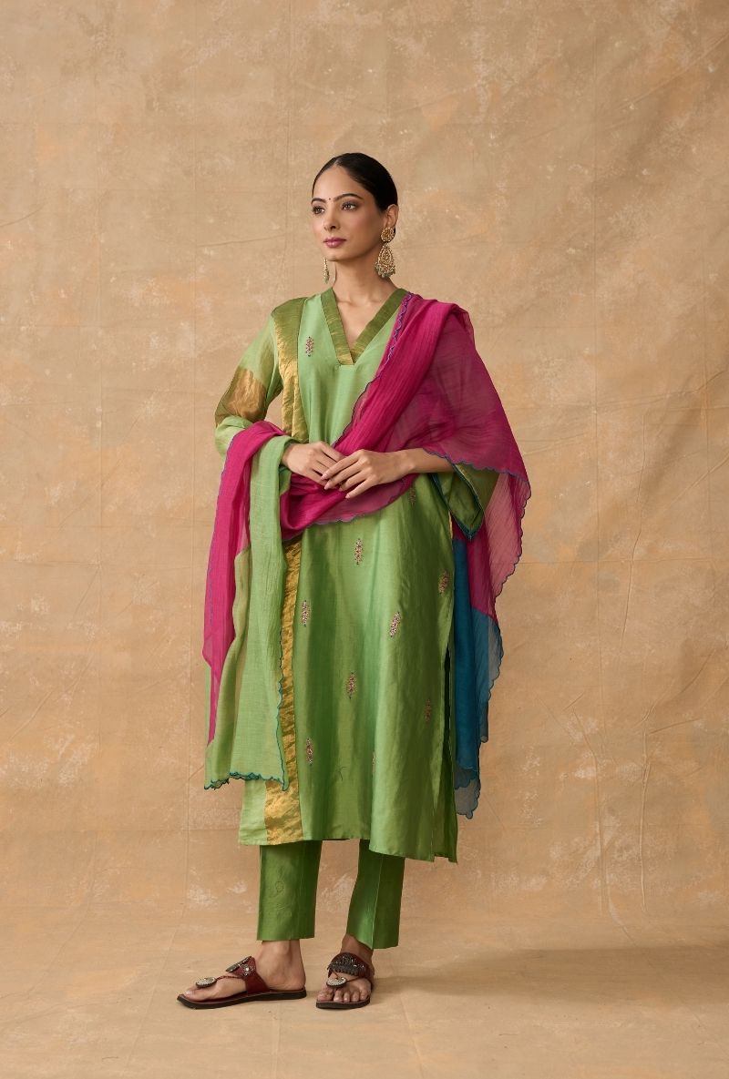 Green Side Panel Ruhi 2.0 Kurta Set