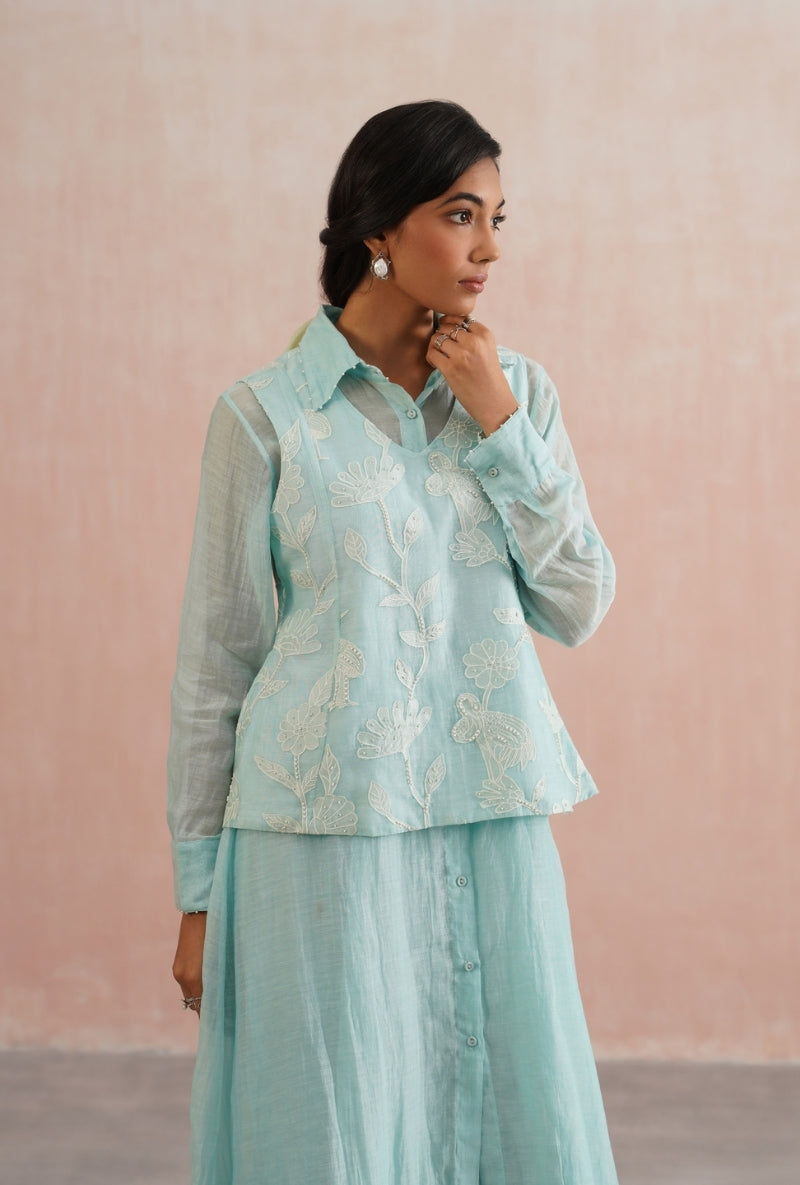 Pale Blue Button Down Prisha Dress