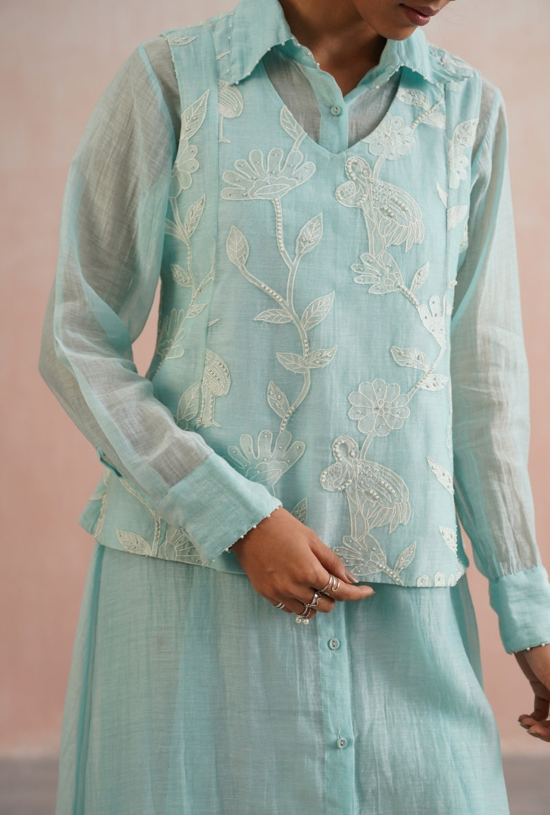 Pale Blue Button Down Prisha Dress
