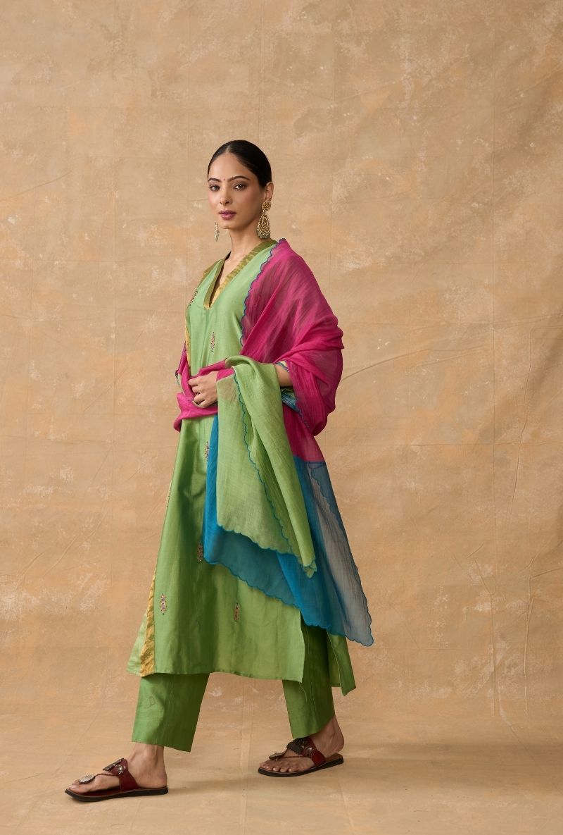 Green Side Panel Ruhi 2.0 Kurta Set