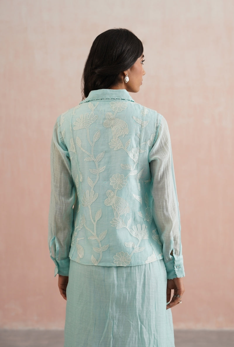 Pale Blue Button Down Prisha Dress