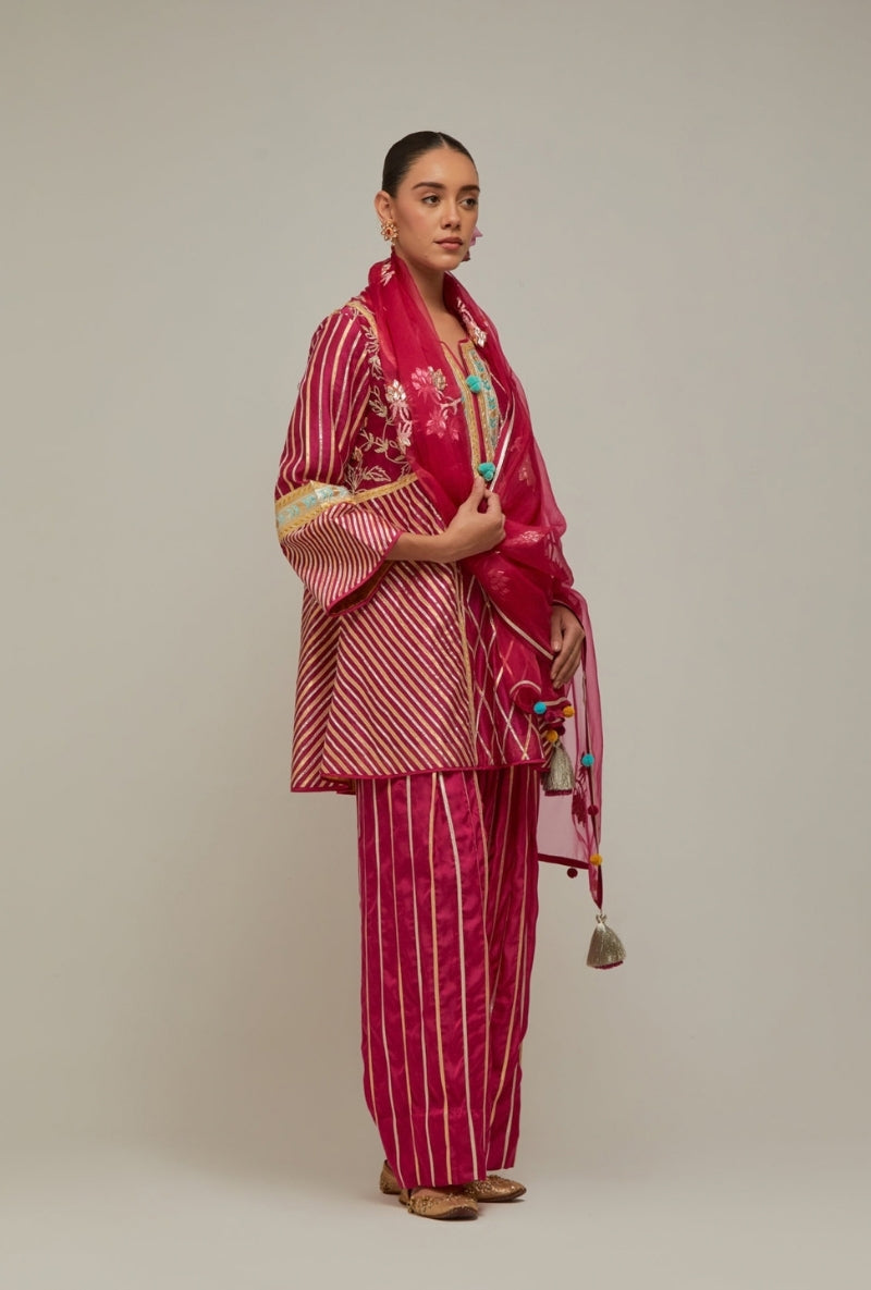 Magenta Gota Jaal Work Mehreen Farshi Set