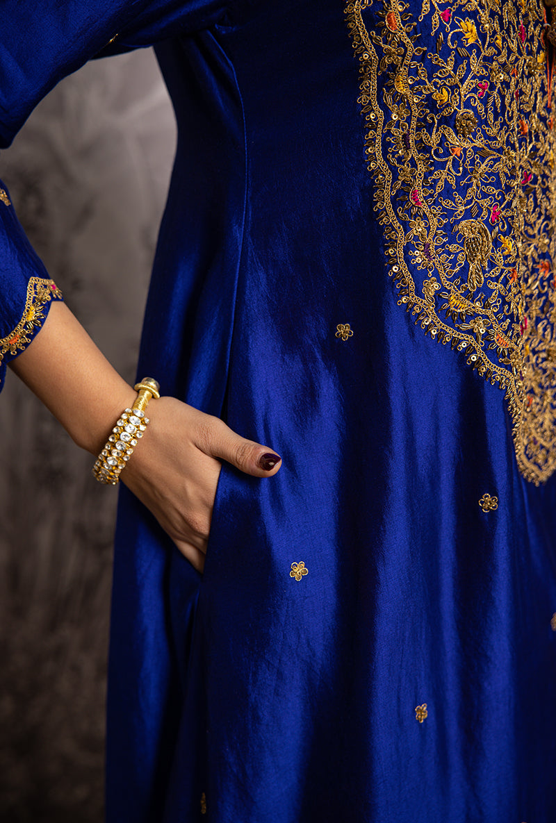 Blue Bird Embroidered Long Shaheen Salwar Set