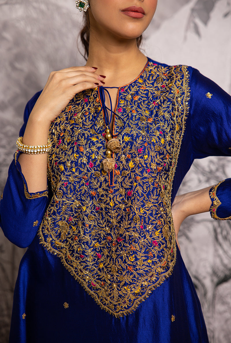 Blue Bird Embroidered Long Shaheen Salwar Set