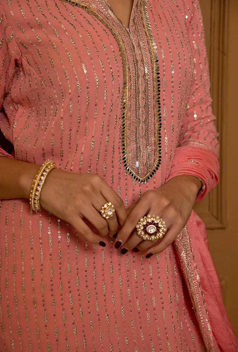 Pink Sequins And Zari Hoor 2.0 Gharara Set