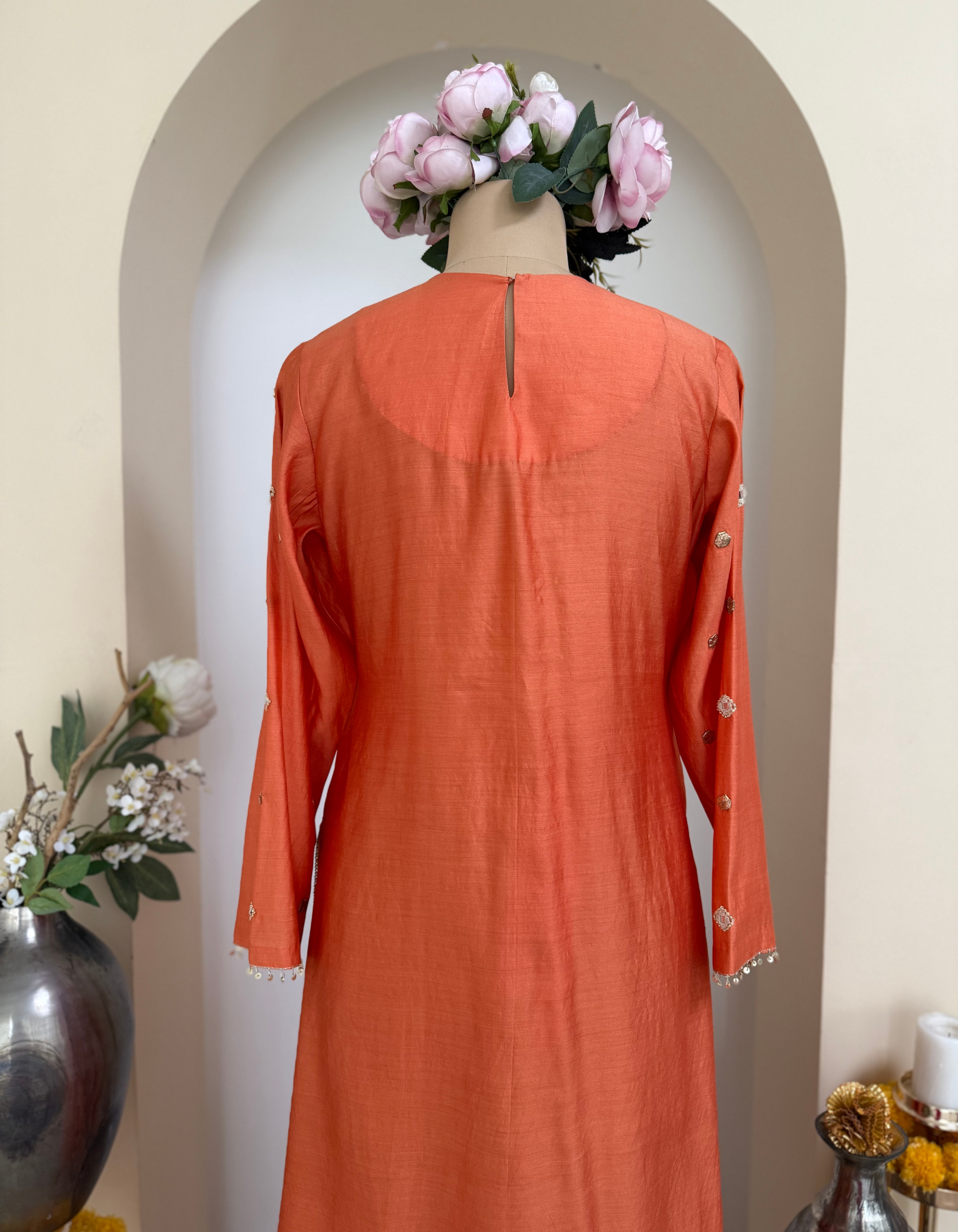 Orange Lotus Yoke Rani Kurta Set