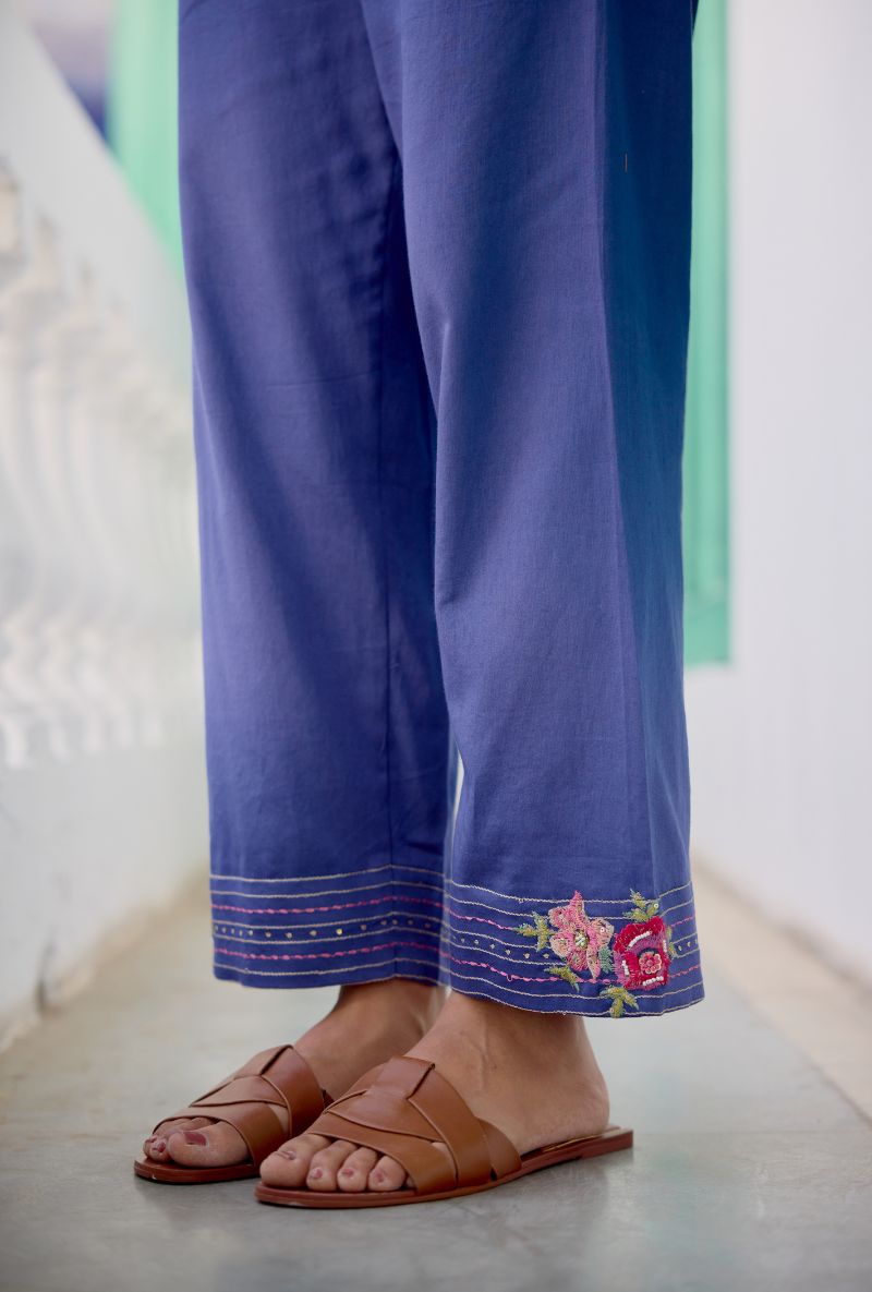 Blue Contrast Yoke Vaidehi Co-ord Set