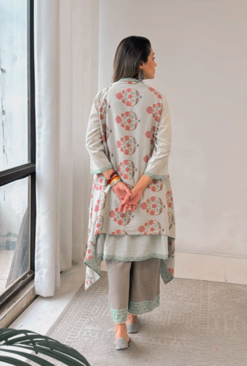 Meghna Nayyar in Green Overlay Jacket Co-ord Set
