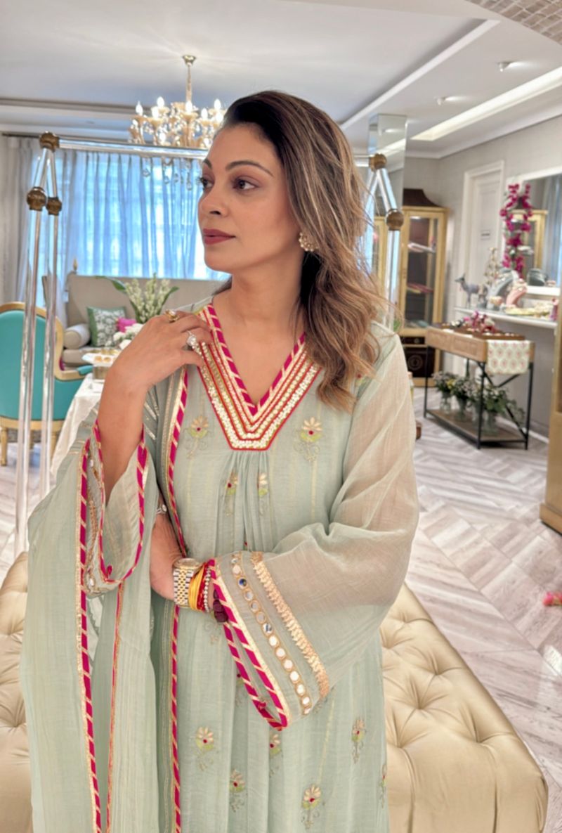 Meghna Nayyar in Aqua Gota & Resham Buti Morbagh Kurta Set