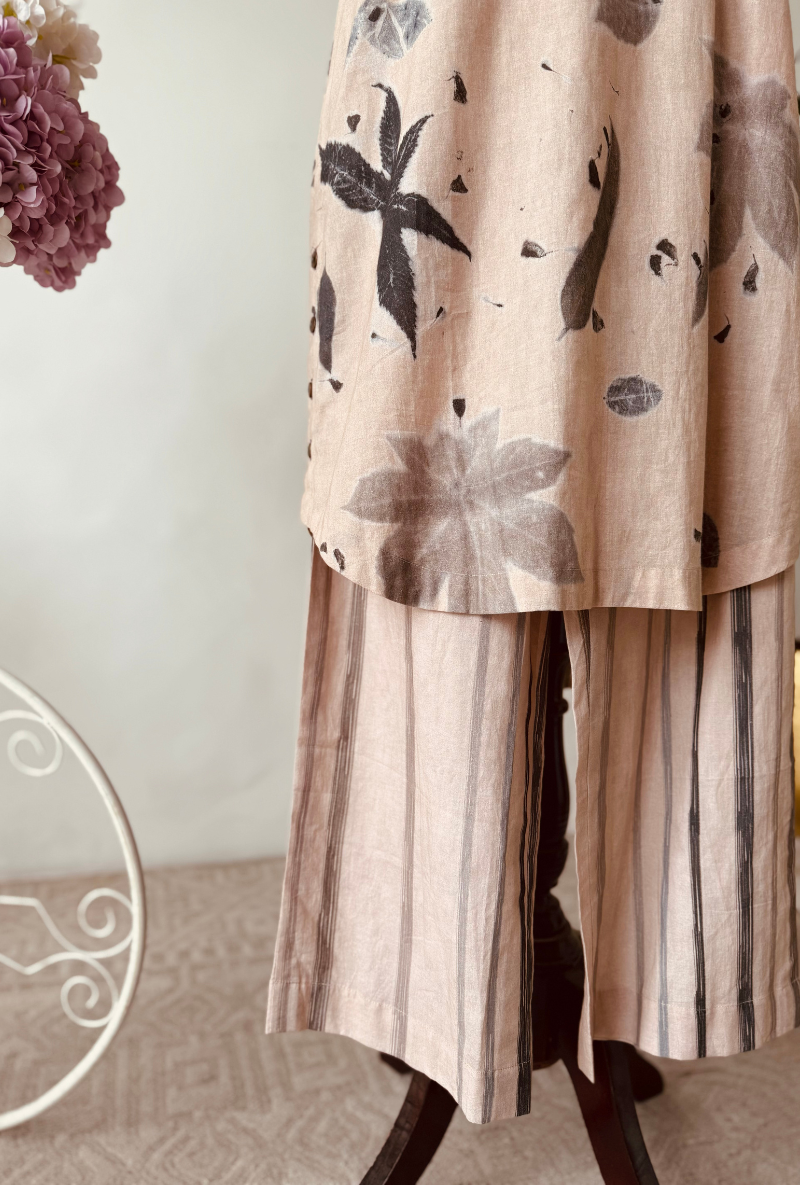 Beige All Over Eco Print Co-Ord Set