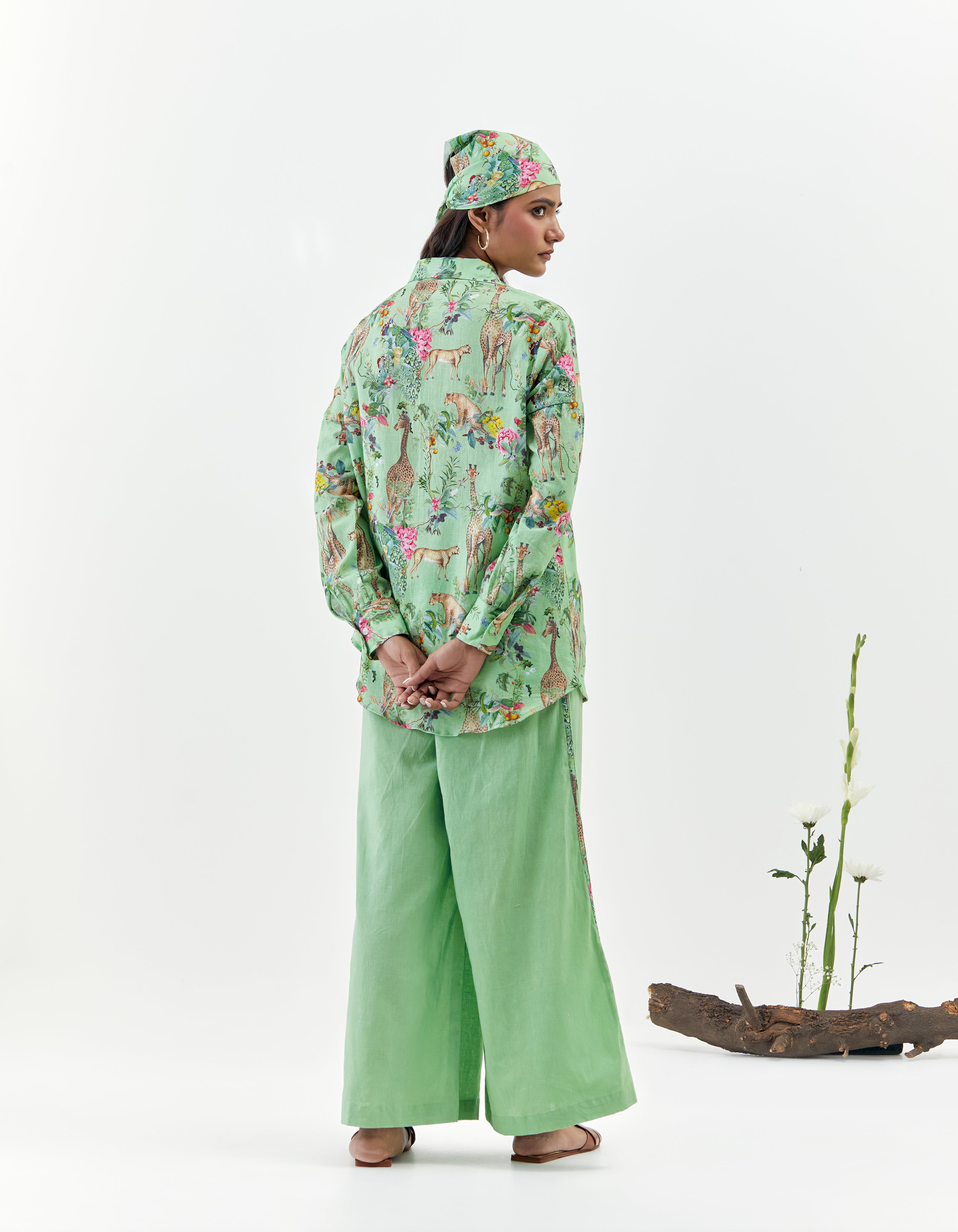 Green Safari Printed Asymmetric Savannah Co-Ord Set