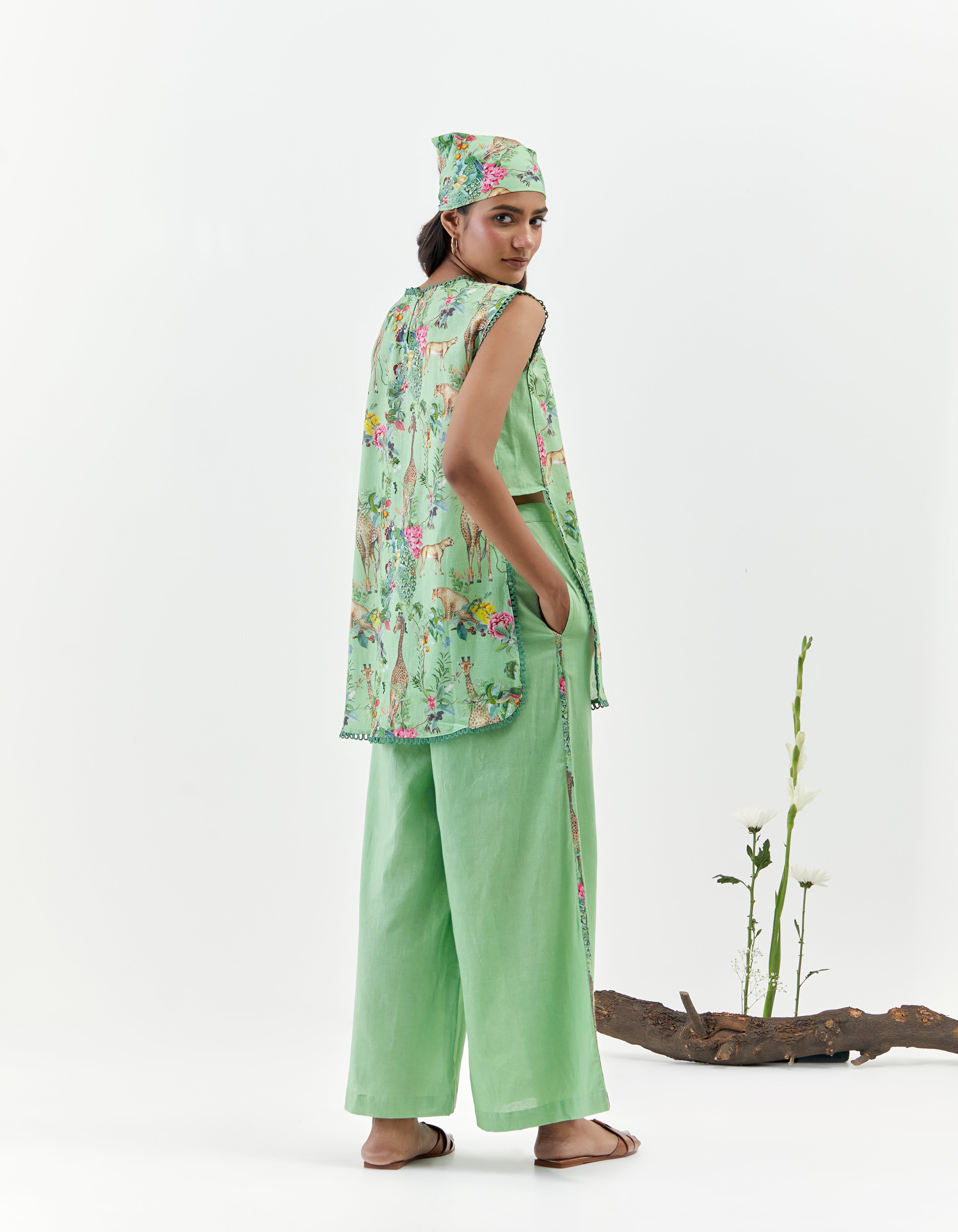 Green Safari Print Sleeveless Savannah Co-Ord Set