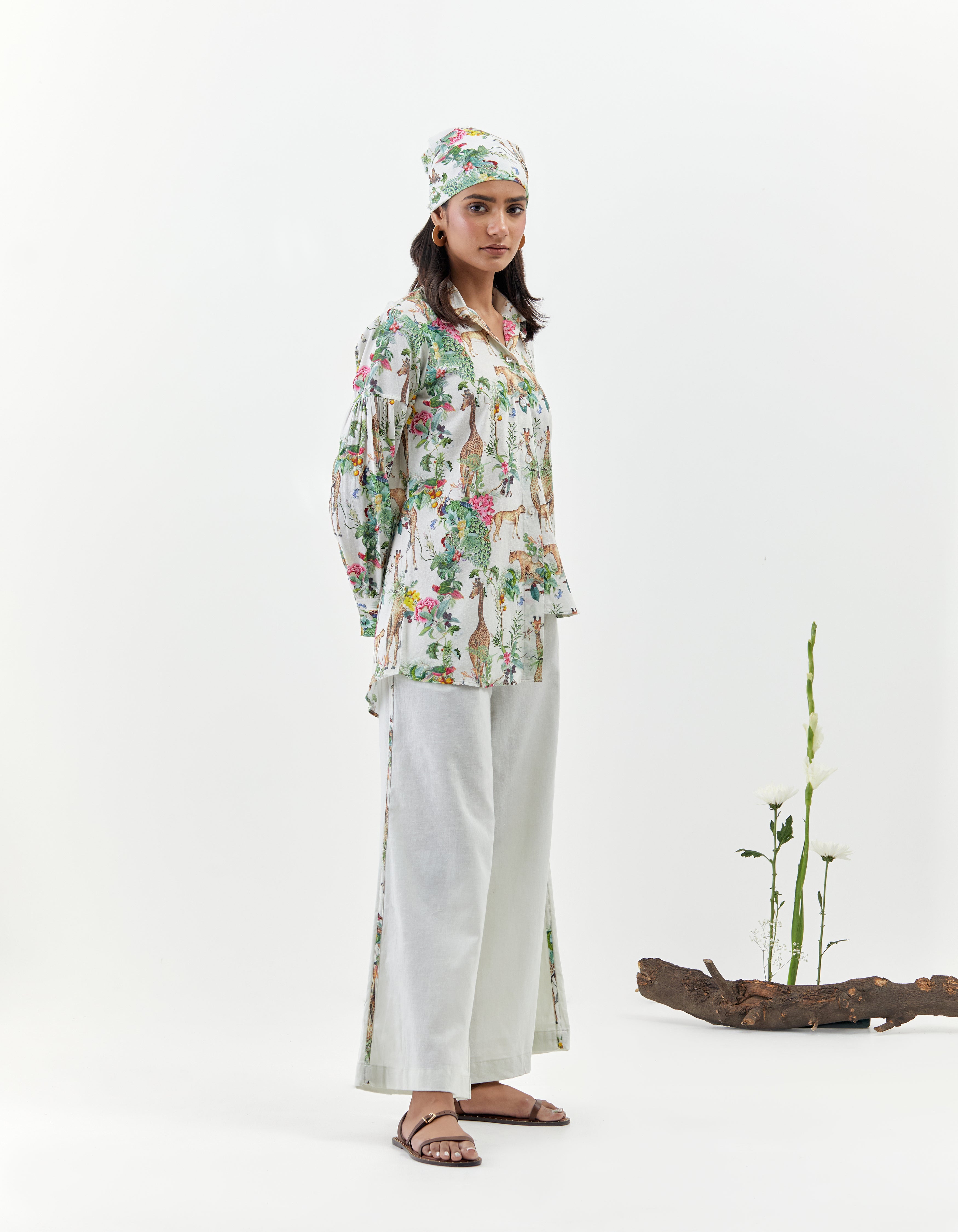 Ivory Safari Printed Asymmetric Savannah Co-Ord Set