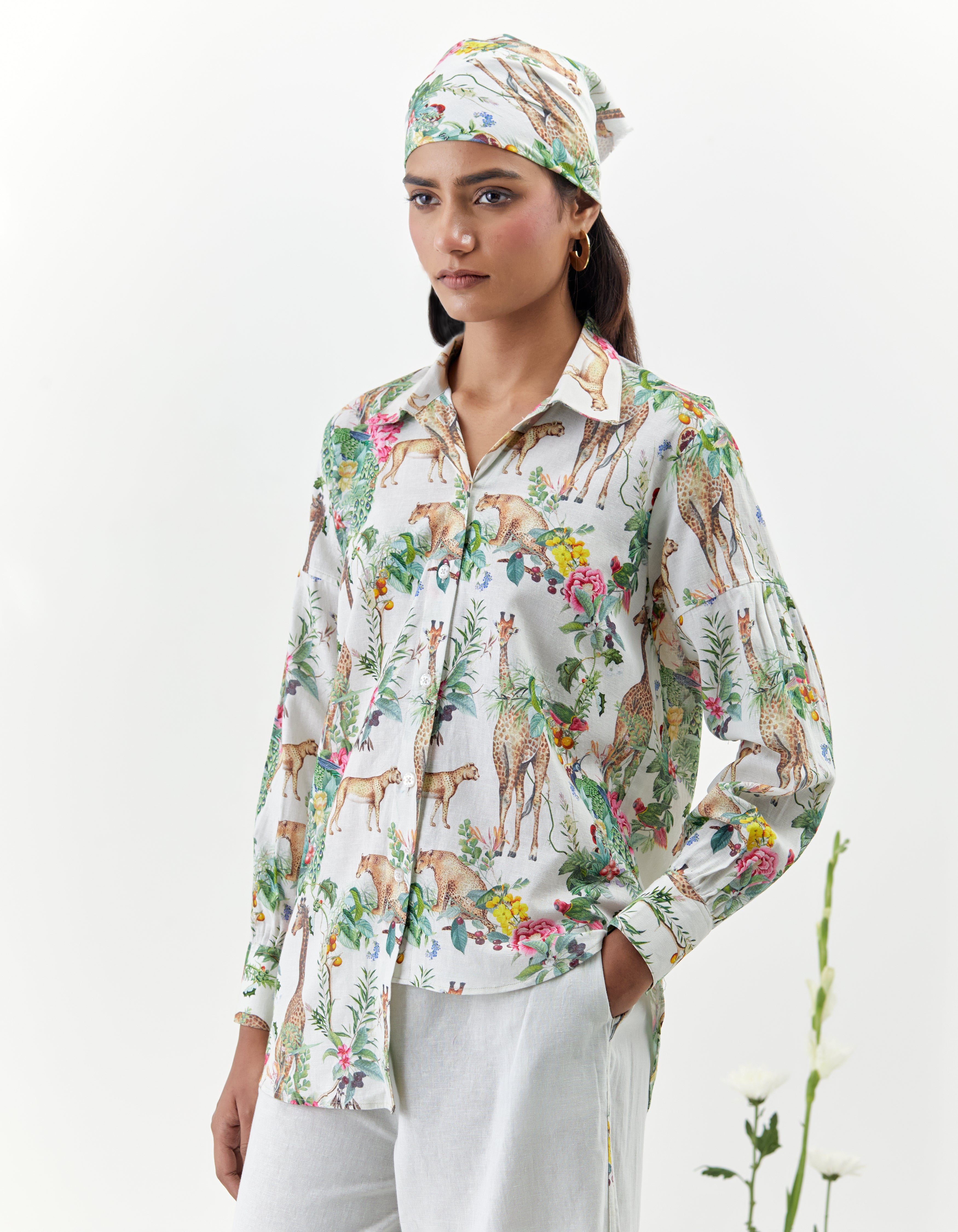 Ivory Safari Printed Asymmetric Savannah Co-Ord Set