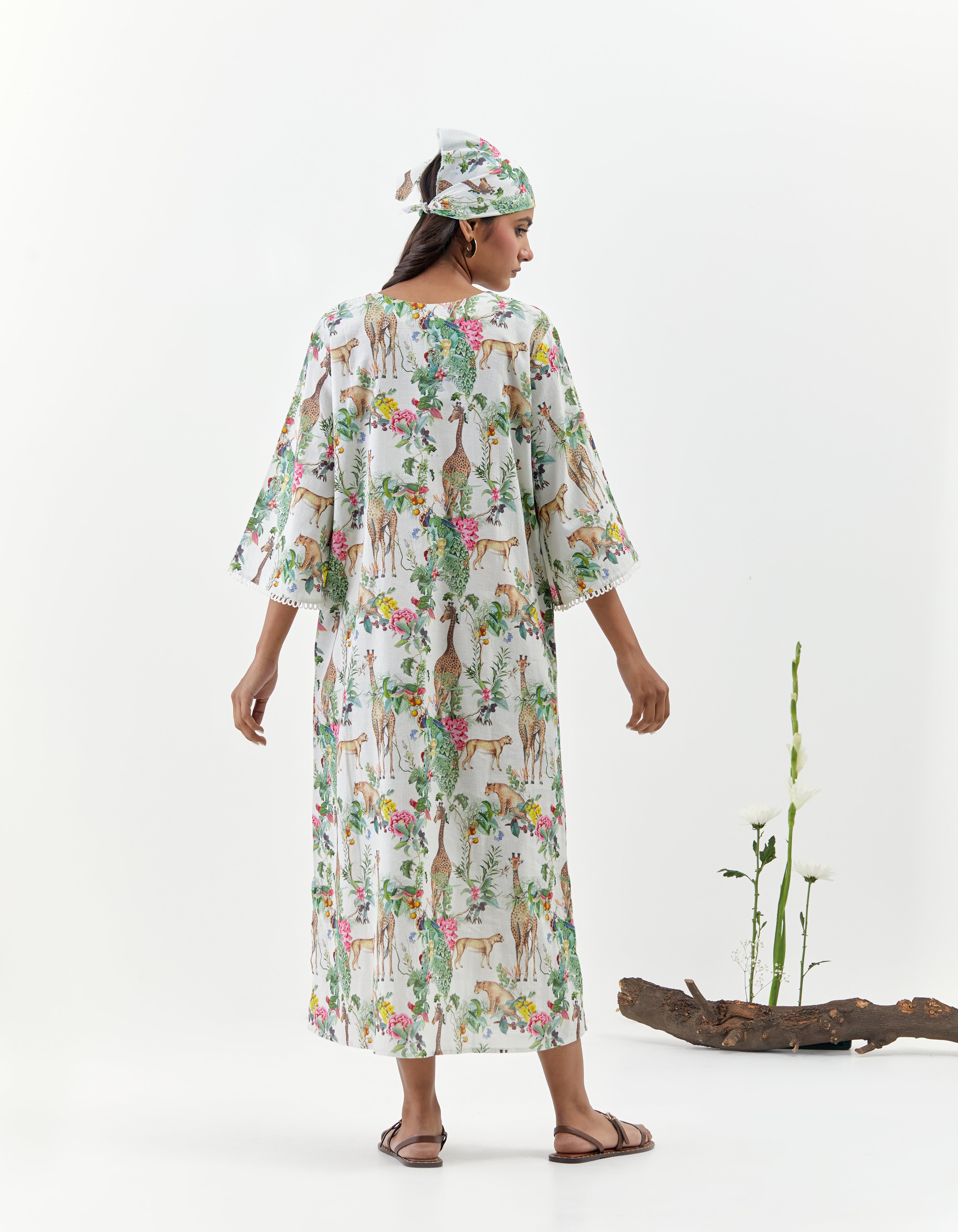 Ivory Kaftan Side Slit Savannah Dress