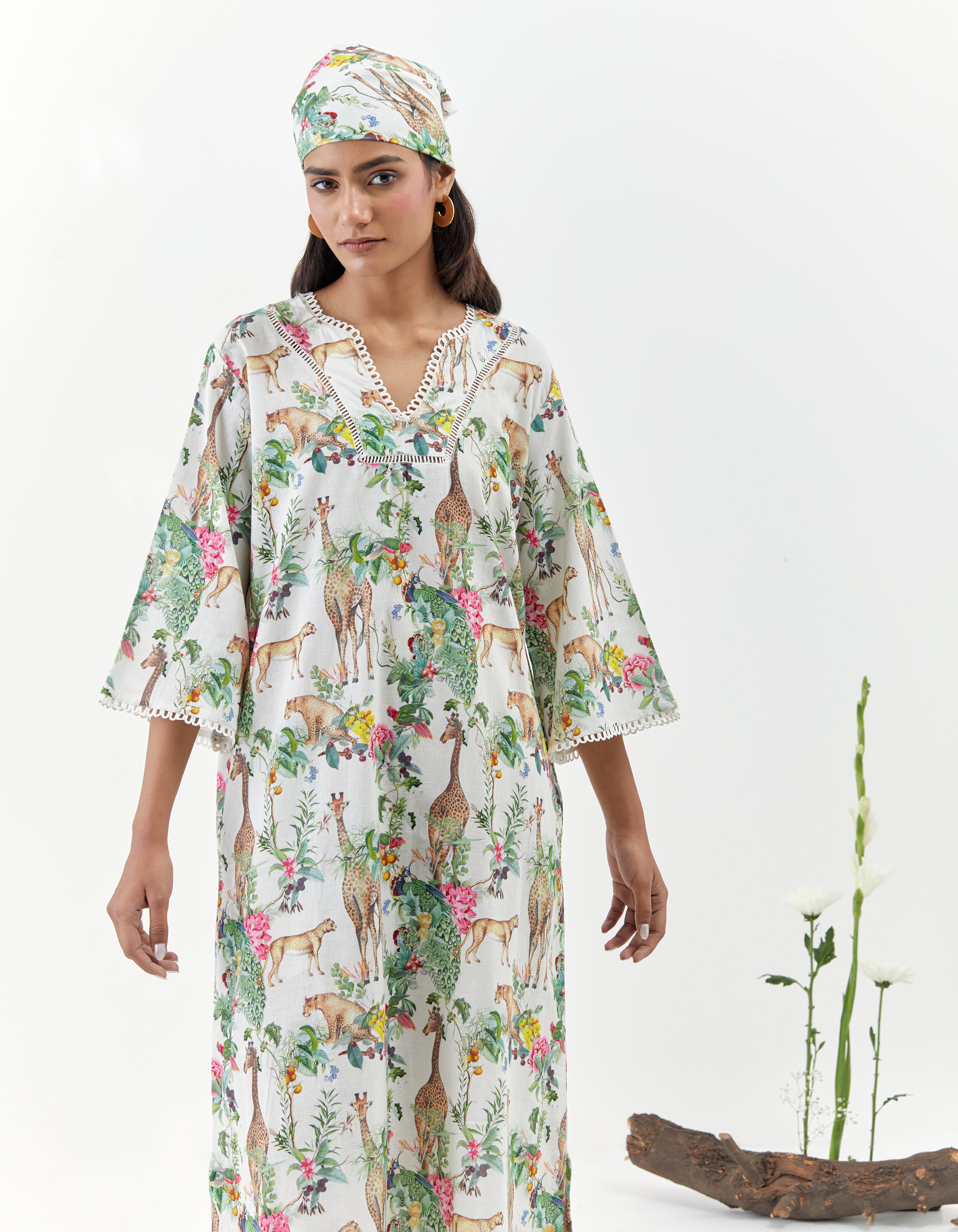 Ivory Kaftan Side Slit Savannah Dress