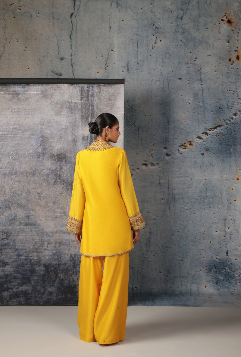 Yellow V Neck Short Nihira Salwar Set